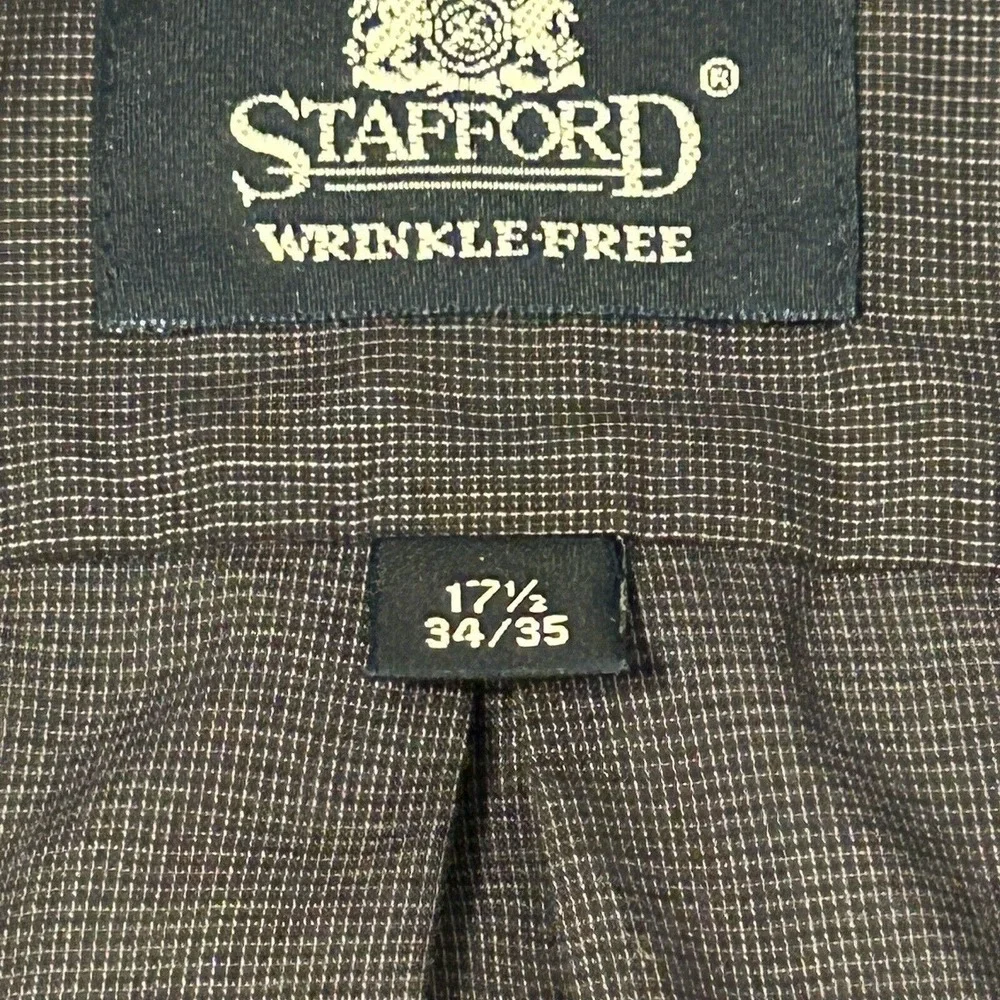 Stafford Long Sleeve Mens Size 17 1/2 34-35 Purple With White Stripes - Picture 3 of 16